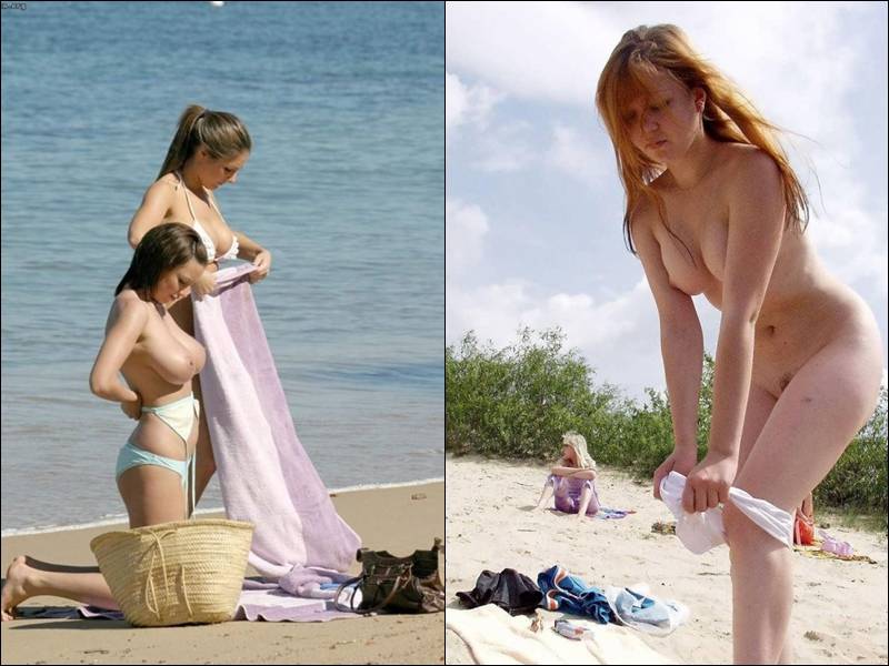Nudist Pics Changing on the beach - Poster