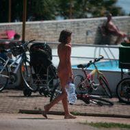Poolside Nudist Bike Walk